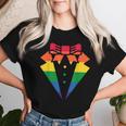 Rainbow Colors Pride Tux Wedding Prom Pride Month Tuxedo Women T-shirt Gifts for Her