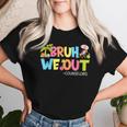 Retro Groovy Bruh We Out Counselors Last Day Of School Women T-shirt Gifts for Her