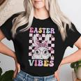 Retro Groovy Easter Vibes Bunny Checkered For Girls Women T-shirt Gifts for Her
