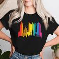 Retro Lgbt Rainbow Columbus Skyline Lesbian Gay Pride Women T-shirt Gifts for Her