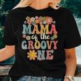 Retro Mama Of Groovy One Matching Family 1St Birthday Party Women T-shirt Gifts for Her