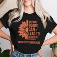 Retro Sunflower Infertility Awareness Week Orange Ribbon Women T-shirt Gifts for Her