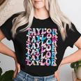 Retro Tie Dye Taylor First Name Personalized Groovy Birthday Women T-shirt Gifts for Her