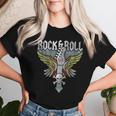 Rock Guitar Music Lover Vintage Guitarist Band Wings Skull Women T-shirt Gifts for Her