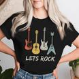 Lets Rock Rock N Roll Guitar Retro Sin Mangas Camiseta de mujer Regalos para ella