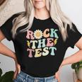 Rock The Test Retro Groovy Teacher Test Day Testing Day Women T-shirt Gifts for Her