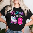 Rollin' Into 8 Roller Skating Rink 8Th Birthday Party Girls Women T-shirt Gifts for Her