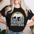 Save The Chubby Unicorns Rainbow Rhino Rhinoceros Women T-shirt Gifts for Her