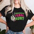 Somebodys Feral Aunt Auntie Sarcasm Groovy Pregnancy Reveal Women T-shirt Gifts for Her