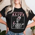 Staying Alive Skeleton Drink Coffee Skeleton Skull Women T-shirt Gifts for Her