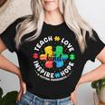 Teach Love Inspire Hope Be Kind Autism Awareness Month Women T-shirt Gifts for Her