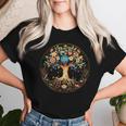 Tree Of Life Circle Flowers Illustration Cottagecore Women T-shirt Gifts for Her