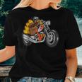 Turkey Riding Motorcycle Thanksgiving Day Cool Fall Autumn Women T-shirt Gifts for Her