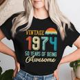 Vintage 1974 50 Geburtstag Retro 50 Jahre Alter Papa Mama T-shirt Frauen Geschenke für Sie