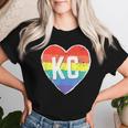 Vintage Rainbow Heart Kc Women T-shirt Gifts for Her