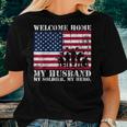 Welcome Home My Husband Military Homecoming Wife Usa Flag Women T-shirt Gifts for Her