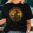 Wild Flowers And Wild Horses Vintage Sunset Country Cowgirl Women T-shirt Gifts for Her