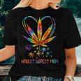 World's Dopest Mom Fun Weed Leaf 420 Sunflower Cool Cannabis Women T-shirt Gifts for Her