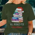 All Booked For Christmas Book Watercolor Tree Teacher Family Women T-shirt Gifts for Her
