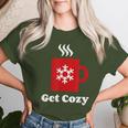 Get Cozy Hot Cocoa Chocolate Coffee Christmas Xmas Women T-shirt Gifts for Her