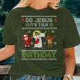 Dabbing Go Jesus It's Your Birthday Ugly Christmas Christian Women T-shirt Gifts for Her