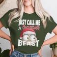Just Call A Christmas Beast With Cute Little Owl N Santa Hat Women T-shirt Gifts for Her