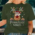 Preschool Team Plaid Reindeer Santa Hat Teacher Christmas Women T-shirt Gifts for Her