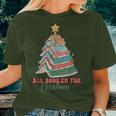 Retro All Booked For Christmas Book Lover Cute Teacher Xmas Women T-shirt Gifts for Her