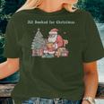 Retro Librarian Teacher Xmas All Booked For Christmas Santa Women T-shirt Gifts for Her