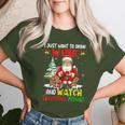 Vintage Drink Wine And Watch Xmas Movies Santa Drinker Women T-shirt Gifts for Her