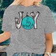 Joy To The World Black White Teal Buffalo Plaid Christmas Women T-shirt Gifts for Her