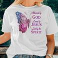 Blessed By God Loved By Jesus Pink Butterfly Christian Women T-shirt Gifts for Her