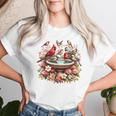 Cardinal & Chickadee Birds Spring Flowers Women T-shirt Gifts for Her