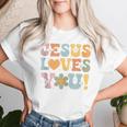 Cute Jesus Loves You Groovy Christian Kid Girl Vintage Women T-shirt Gifts for Her
