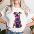 Cute Rainbow Pitbull Mom Dog Lover Pit Bull Owner Women's Women T-shirt Gifts for Her