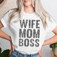 Damen Spüche Damen Wife Mom Boss Muttertag Geschenk Mama Mutter Mit-Ausschnitt T-shirt Frauen Geschenke für Sie