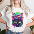 Edm Rave Trippy Cat Mushroom Psychedelic Festival Women T-shirt Gifts for Her