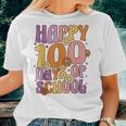 Happy 100 Days Of School For Teachers Retro Groovy 70S Women T-shirt Gifts for Her