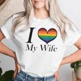 I Heart My Wife Lesbian Pride Typography With Rainbow Heart Women T-shirt Gifts for Her
