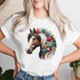 Horse Riding Equestrian Horse Portrait Western Horseback Women T-shirt Gifts for Her