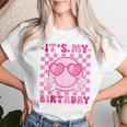 It's My Birthday Ns Girls Kid Boho Groovy Smile Face Bday Women T-shirt Gifts for Her