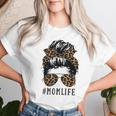 Momlife Messy Bun Leaopard Skin For Mum Life T-shirt Frauen Geschenke für Sie