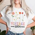 Mother's Day 50Th Old Vintage 1974 Flowers Summer Groovy Women T-shirt Gifts for Her