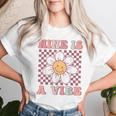 Nine Is A Vibe Cute Groovy 9Th Birthday Party Daisy Flower Women T-shirt Gifts for Her