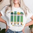 One Lucky Teacher Retro Pencils St Patrick's Day Shamrocks Women T-shirt Gifts for Her