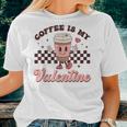 Retro Groovy Coffee Is My Valentine Day Coffee Lover Womens Women T-shirt Gifts for Her