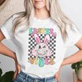 Retro Groovy Easter Vibes Bunny Checkered Smile Girls Women T-shirt Gifts for Her