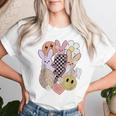 Retro Groovy Easter Vibes Smile Face Rabbit Bunny Girl Women T-shirt Gifts for Her