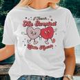 Retro Groovy I Teach The Sweetest Hearts Valentines Teachers Women T-shirt Gifts for Her