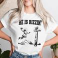 He Is Rizzin Meme Basketball Retro Christian Cross Religious Women T-shirt Gifts for Her